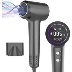 Hair Dryer 200 Million Plasma Hair Dryer with 110,000 rpm Brushless Motor Quick Drying Hair Dryer, Quiet High Speed Hair Dryer with Magnetic Nozzle, for Home and Travel (Dark Grey)