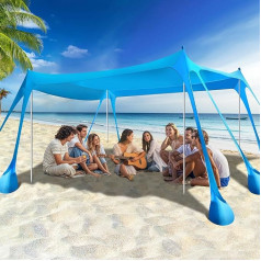 Rhino Valley Pop Up Beach Tent, UPF50+ Beach Tent with 8 Sand Shovel and 4 Poles Sun Protection, Outdoor Shade, Portable Beach Shelter for Camping Trips, Fishing