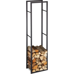 Relaxdays Firewood Rack for Indoor Use, High Firewood Rack for Fireplace & Oven, Steel, H x W x D: 170 x 44.5 x 30 cm, Black