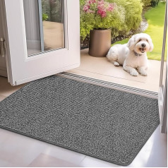 Mibao Dirt Trapper Mat, 90 x 150 cm, Door Mat for Indoor, Non-Slip Door Mat, Super Absorbent Welcome Mat Carpet for Front Door, Back Door, Shoes and Paws, Grey