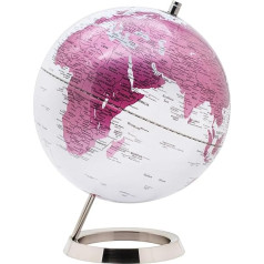 Exerz 25 cm Globe Metallic Pink Student Globe with a Stainless Steel – English Language – Packaging in High-Quality Kraft Box, Ideal as a Gift