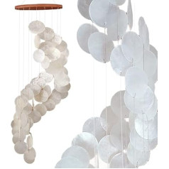ART-CRAFT Capiz Shell Chain Garland Spiral White as Hanging Decoration for Windows or Decoration Living Room Garden Decoration Length 90 cm