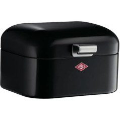 Wesco Mini Grandy Bread Bin in Black, Powder-Coated Sheet Steel, Ventilation Holes and Sturdy Handle
