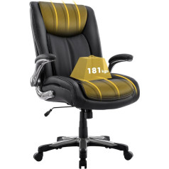 COLAMY Large and Tall Office Chair, 400 lbs, Large, Durable Executive Computer Desk Chair with High Back and Folding Armrests for Home Office (Black)