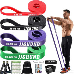 Resistance Bands Set, 4 Strengths Pull Up Aid Bands, Latex Exercise Bands for Men and Women, Workout Bands for Fitness, Muscle Strength Training