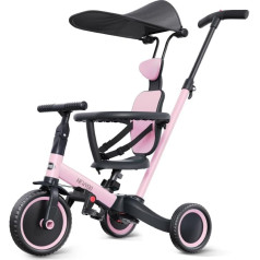 Newyoo TR009 5-in-1 Balance Bike Tricycle for Toddlers 1 Year to 3 Years Tricycle from 1 Year with Push Rod and Canopy Running Bike Children's Tricycle with Push Bar