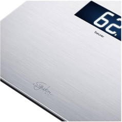 Beurer GS 405 Signature Line Stainless Steel Scales, Glass Scales with High-Quality Stainless Steel Surface with Anti-Fingerprint Coating, Illuminated XXL Display for Easy Readability, Load Capacity