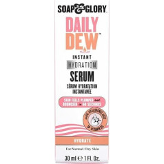 Soap & Glory Daily Dew Instant Hydrating Face Serum - Thirst Quenching Vitamin B5, Rose Water + Hyaluronic Acid Serum - Lightweight, Fast Absorbing, Vegan Moisturising Treatment (30ml)