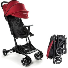 ZANCLEM Lightweight pushchair buggy up to 25 kg - with reclining function, buggy small foldable, compact pushchair with 5-point safety belt and foot brake - travel buggy (red)
