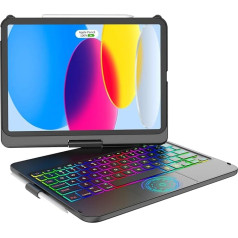 KARFUN Keyboard Case for iPad 10th Generation (10.9 Inch 2022), 360° Rotatable iPad 10th Generation Case with Touch Bluetooth Keyboard (German), Multi-Touch Trackpad, QWERTZ, Pencil Holder