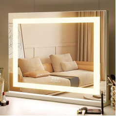 FENCHILIN Make-up Mirror with Lighting LED Strip Hollywood Mirror with Lighting Dimmable USB Makeup Mirror with Light Touch Switch 10x Magnification 58 x 46 cm Mirror with Lighting