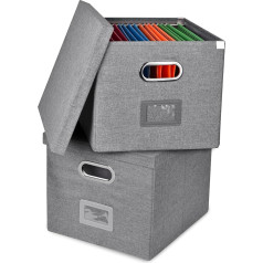 Umtiti Aktenordner mit Deckel (Ordner nicht im Lieferumfang enthalten), A4-Größe, leicht zu schieben, langlebige Hängeregistraturbox für Büro/Dekor/Zuhause, Dunkelgrau, 2 Stück