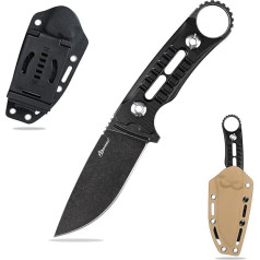 SDOKEDC DC53 Steel Knife Hunting Knife Fixed Blade G10 Handle with Kydex Sheath for Men EDC Outdoor Camping Survival (Black + Black)