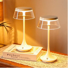 JHY DESIGN Aluminium Bedside Lamp 27 cm H 3-Colour Light Dimmable Bedside Night Light with Lampshade and Touch Control Function for Indoor Outdoor Use (Set of 2, Type-C Charging)