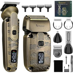 Scttomon Foil Razor for Men Beard Trimmer for Men Electric Razor for Men Bald Head Hair Shaving Set Battery Waterproof