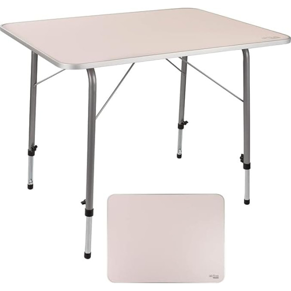 AKTIVE Camping Folding Table, Height Adjustable, Camping Table, 80 x 60 x 50-69 cm, Aluminium Frame, Diameter 22 mm, Mauve, Lightweight Table, Side Table (52868)
