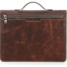 Hiram Handmade Italian Leather Padfolio, Genuine Leather A4 Business Portfolio Work Organiser Vintage Leather Case for iPad 12.9 Inch Multifunction Zipper for Right Handed Users