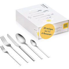 SILBERTHAL Cutlery Set for 6 People - Stainless Steel 18/10 Matt - 30 Pieces - Dishwasher Safe and Rustproof - Cutlery for Any Occasion