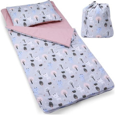PinkZebra Bambi Blanket Sleeping Bag 140 x 75 cm + Pillowcase 60 x 40 cm for Girls and Boys, Children's Sleeping Bag with Cotton Cover + Pillowcase, Oeko-Tex, Cotton Sleeping Bag with Double Zip