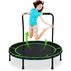 Children's Trampoline Diameter 92 cm Mini Children's Trampoline with Adjustable Handle & Padded Safety Cover, Indoor and Outdoor Toddler Trampoline for Children from 3 Years