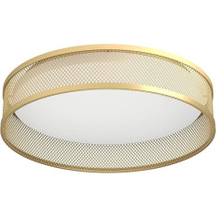 EGLO Luppineria LED Ceiling Light, Round Ceiling Light, Surface-Mounted Light for Hallway and Living Room, Hallway Lamp Made of Metal in Brass and Plastic in White, Warm White, Diameter 38.5 cm