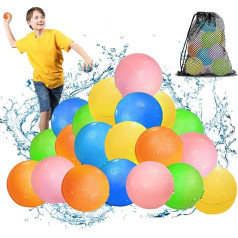 Smasiagon Wasserbomben Wiederverwendbar Selbstschließend: 20 Stück Wiederbefüllbare Wasserballons - Silikon Wasserspielzeug Kinder Outdoor Pool Spielzeug Strandspielzeug für Sommerspaß Draussen