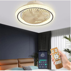 Qiaomao Fan Ceiling Light 49 cm, Modern 360° Rotation Ceiling Fan with Lighting and Remote Control App, 72 W Dimmable Timer Quiet Ceiling Lamp with Fan Bedroom Black
