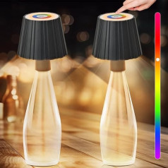 2 x LED Bottle Light, Wireless Bottle Lamp, 5200 mAh Rechargeable LED Wine Bottle Lamp, Touch Dimmable Portable Wine Bottle Lampshade, Desk Wine Bottle Light Head (White Light)