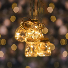 DecoKing Streada 30 LED Fairy Lights with Timer, Warm White Garland, Decorative Glass
