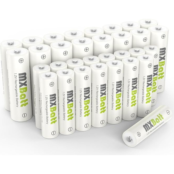 MXBatt Rechargeable AA and AAA Batteries NiMH 1.2 V Combo, Rechargeable AA Batteries 3200 mAh Pack of 16, AAA Rechargeable Batteries 1100 mAh 16 Pieces 1200 Cycles Long Life