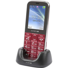 Olympia 2220 Joy II Mobile Phone for Seniors/Pensioners, with Large Buttons, Emergency Button, No Contract, Age-Appropriate Phone with Buttons, Red [English-Language Operation Not Guaranteed]
