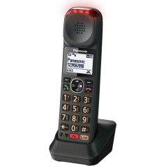 Panasonic KX-TGMA45 Additional Cordless Handset with Sound Amplification (50dB More), Handset & Charging Station (Not Standalone), LCD, High Volume, Slow Talk Mode, Sound Control, Metallic Black