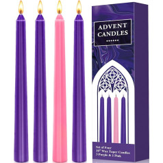 Frasheng Candles, Tapered Candles, Holder Candles, Dinner Candle, Tapered Candle Holder, Decorative Candle Set, Taper Candles Set, for Christmas, Birthday, Party Decoration, 2 x 24 cm, 4 Pieces, 3