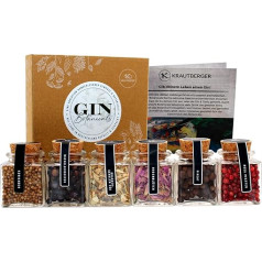 Kb KRAUTBERGER Organic Gin Botanicals Gift Set Gin I 6 Premium Gin Spices DIY Gift Father's Day Gift Gin Additives I Gift Box Gin Spices in Organic Quality Gin Gift Idea Mother's Day