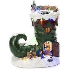 Konstsmide LED Christmas Boots with Music, Transformer and Battery Operated, Multi, 4.5 V Internal Transformer/Battery Operated, Indoor, 11 Multicolour Diodes, Black Cable - 4227-000