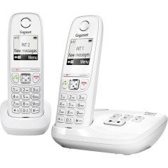 Gigaset AS405A Duo Cordless Phone DECT/GAP Handsfree with Answering Machine, White [French Version] (Refurbished)