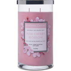 Colonial Candle Large Scented Candle in Glass with Lid | Pink Cherry Blossom | Cherry Scented Candle | Candles with Multiple Wicks | Candles Long Burning Time (60 h) | Candles Pink (538 g)