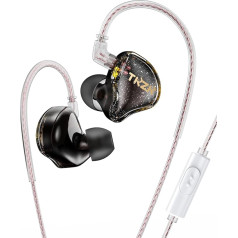 keephifi IEM TKZK TK01 In-Ear Monitor, Wired Super Bass with Upgraded Cable, Stereo Sound Headphones, 1DD, Wired HiFi Headphones (Black, with Microphone)