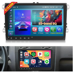 Inefala 4G + 64G Car Radio Android 13.9 Inch Touchscreen Radio for VW Polo Golf Caddy Tiguan Touran Passat 2DIN Radio Bluetooth with Wireless CarPlay Android Car WiFi GPS RDS FM Mic Reversing Camera