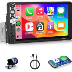 VECHTEL Autoradio 1 Din mit Kabelgebundenem Carplay Android Auto, 9-Zoll-Touchscreen-Autoradio, FM-Radio, unterstützung Spiegel Link, USB, Lenkrad-Bedienelemente, Mikrofon, Rückfahrkamera