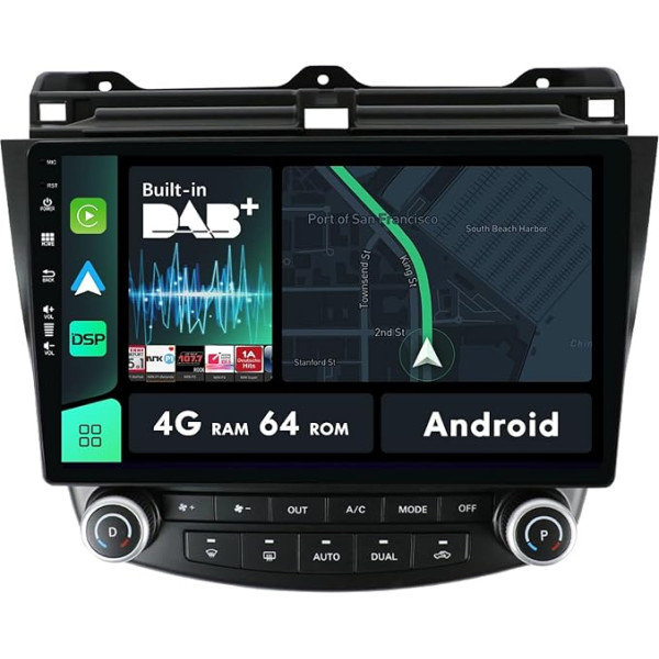 MISONDA [4GB + 64GB] Android Car Radio for Honda Accord/Euro 2003-2008 - [Integrated DAB+/CarPlay/Android Car/DSP/GPS] Cam + MIC-DAB/Mirror Link/Bluetooth 5.0/Fast Boot 10 IPS