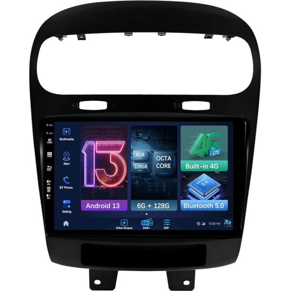 MISONDA 6G + 128 GB Android Car Radio for Dodge Journey 2011-2019/Fiat Freemont 9 Inch QLED with GPS/4G/DAB+/WiFi Reversing Camera Free Microphone
