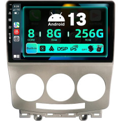 SXAUTO ¦ 8G + 256G ¦ Android 12 IPS Car Radio for Mazda 5 (2005-2010) - Built-in Carplay/Android Car/DSP - LED Camera + MIC - DAB Steering Wheel Control Fast Boot 360-CAM WiFi AHD - 2 DIN 9 Inches