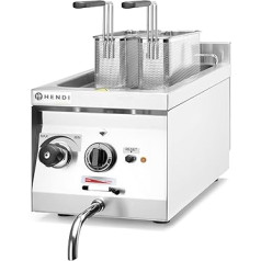 HENDI Pasta Cooker, for Pasta, Dumplings and Vegetables, 2 Baskets, Drain Tap, Temperature Range: 30°C to 120°C, Pasta Cooker, Dumpling Cooker, 10L, 230V/3500W, 800 x 330 x (H) 378 mm, Stainless Steel