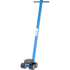 Pro-Lift-Werkzeuge 4t Steerable Heavy Duty Scooter 4000 kg 4 Wheels Rubber Pad Hand Pull Bar 100 cm T-Handle 110 mm Height Blue Industrial Fixed L-shaped Scooter