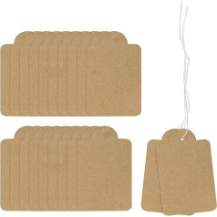 500 Pieces Kraft Paper Gift Tags with String Blank Writeable Natural String Display Label for Jewelry Clothing Crafts 1.9 x 1.5 Inch