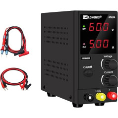 LONGWEI Laboratory Power Supply 60 V 5 A, Laboratory Power Supply, DC Power Supply 3-Digit LED Display, with 4 Pieces Multimeter Cable, Adjustable Power Supply for Arduino, Electroplating Set, DIY,