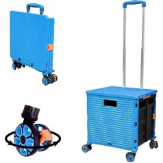 ZIYOU LANG Foldable Shopping Cart on Wheels with Lid, Wear-resistant, Noiseless, 360° Rotating Wheel and Adjustable Aluminium Alloy Handle, Folding Boot Cart Load Capacity