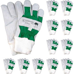 Keiler Forst Protective Gloves Cowhide Grain Leather, Pulse Protection, Soft Lining, Extra Robust, EN388 - Pack of 12 Pairs, Size: 12 (XXXL)