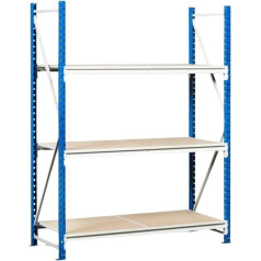 PROREGAL Maximus Wide Span Shelf, Basic Shelf, H x W x D 450 x 175 x 50 cm, 7 Levels, Chipboard Shelf, Shelf Load 450 kg, Light Blue/Light Grey, Heavy-Duty Shelving Basement Shelf, Boltless Shelf,